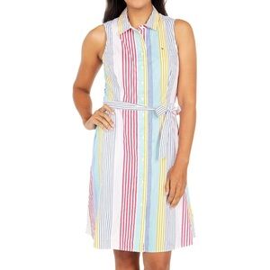 Tommy Hilfiger Belted Striped Shirtdress